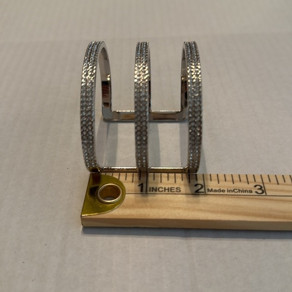 Vince Camuto Silver 3-Row Pave Cuff Bracelet One Size - Picture 7 of 9